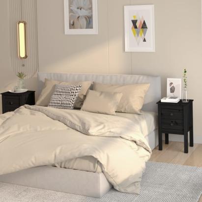 Noptiere, 2 buc., negru, 40x35x61,5 cm, lemn masiv de pin GartenMobel Dekor