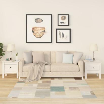 Mese laterale, 2 buc., alb, 40x40x39 cm, lemn masiv de pin GartenMobel Dekor