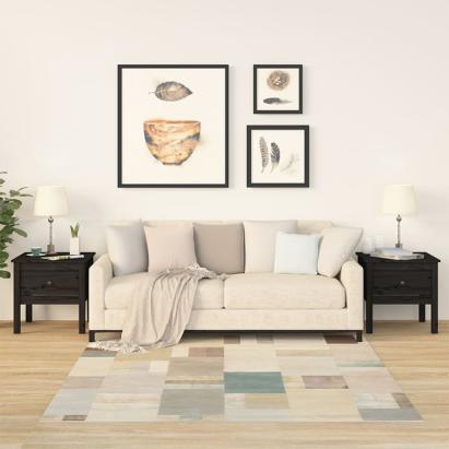 Mese laterale, 2 buc., negru, 50x50x49 cm, lemn masiv de pin GartenMobel Dekor