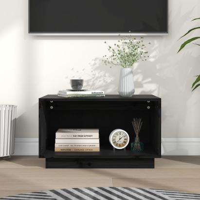 Comodă TV, negru, 60x35x35 cm, lemn masiv de pin GartenMobel Dekor
