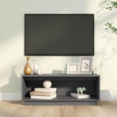 Comodă TV, gri, 90x35x35 cm, lemn masiv de pin GartenMobel Dekor