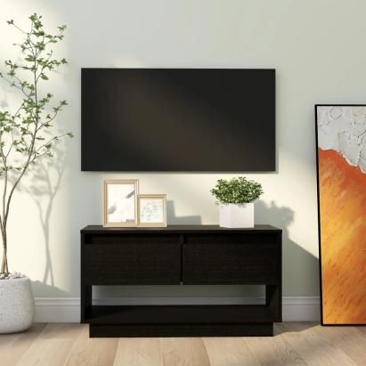 Comodă TV, negru, 74x34x40 cm, lemn masiv de pin GartenMobel Dekor