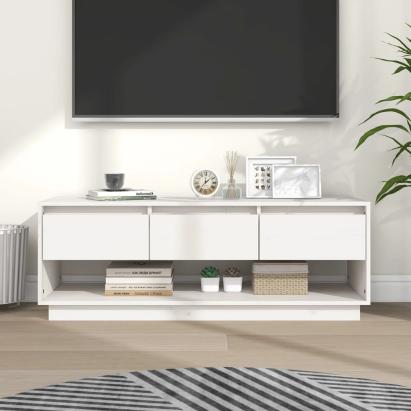 Comodă TV, alb, 110,5x34x40 cm, lemn masiv de pin GartenMobel Dekor
