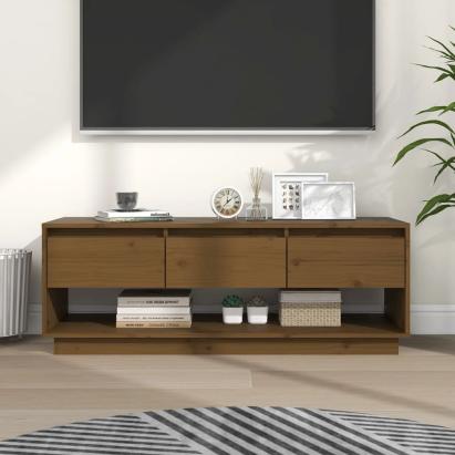 Comodă TV, maro miere, 110,5x34x40 cm, lemn masiv de pin GartenMobel Dekor