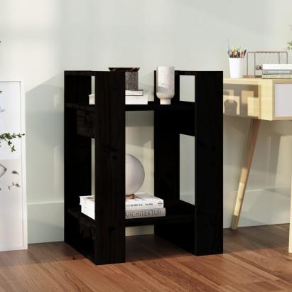 Bibliotecă/Separator cameră negru 41x35x57 cm lemn masiv pin GartenMobel Dekor