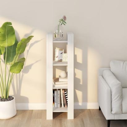 Bibliotecă/Separator cameră, alb, 41x35x125 cm, lemn masiv pin GartenMobel Dekor