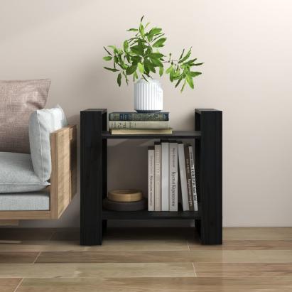 Bibliotecă/Separator cameră negru 60x35x57 cm lemn masiv pin GartenMobel Dekor