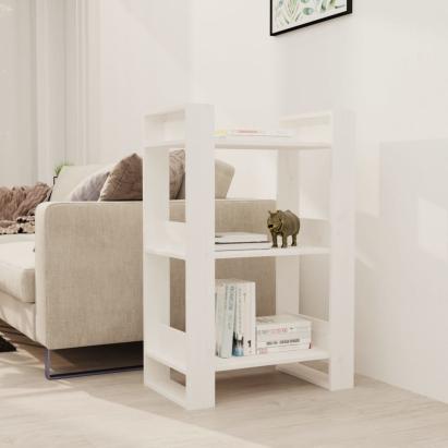 Bibliotecă/Separator cameră, alb,60x35x91 cm, lemn masiv pin GartenMobel Dekor