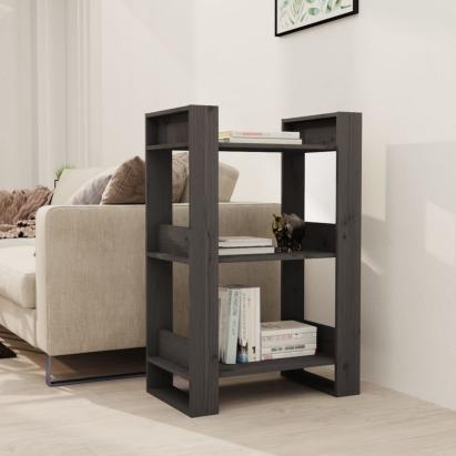 Bibliotecă/Separator cameră, gri, 60x35x91 cm, lemn masiv pin GartenMobel Dekor