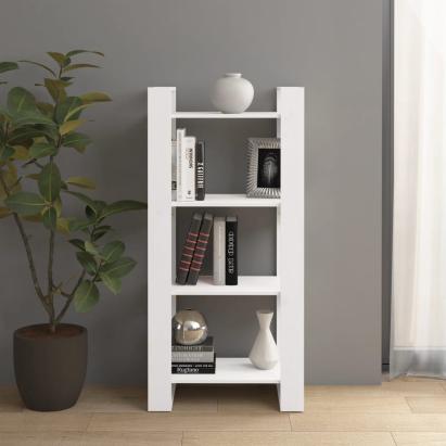 Bibliotecă/Separator cameră,alb, 60x35x125 cm, lemn masiv pin GartenMobel Dekor