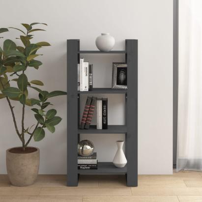 Bibliotecă/Separator cameră,gri, 60x35x125 cm, lemn masiv pin GartenMobel Dekor