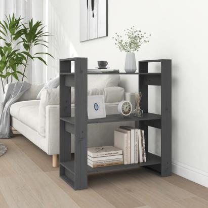 Bibliotecă/Separator cameră, gri, 80x35x91 cm, lemn masiv pin GartenMobel Dekor