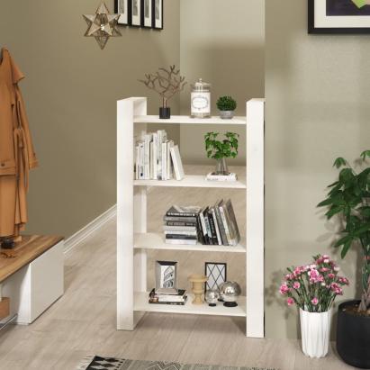 Bibliotecă/Separator cameră, alb, 80x35x125 cm, lemn masiv pin GartenMobel Dekor