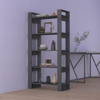 Bibliotecă/Separator cameră, gri, 80x35x160 cm, lemn masiv pin GartenMobel Dekor