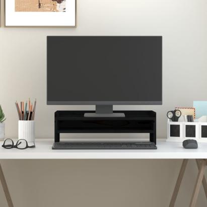 Suport pentru monitor, negru, 50x24x16 cm, lemn masiv de pin GartenMobel Dekor