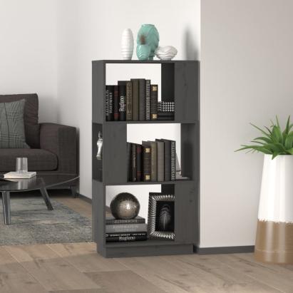 Bibliotecă/Separator cameră, gri, 51x25x101 cm lemn masiv pin GartenMobel Dekor