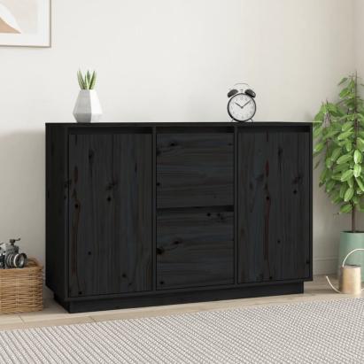 Servantă, negru, 111x34x75 cm, lemn masiv de pin GartenMobel Dekor