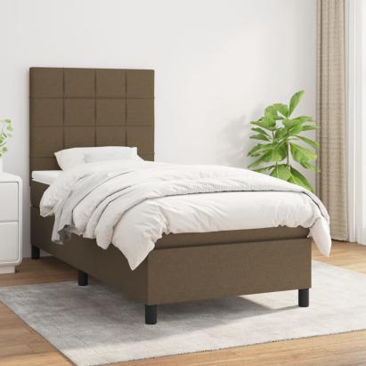 Pat box spring cu saltea, maro închis, 90x200 cm, textil GartenMobel Dekor