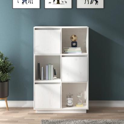 Dulap înalt, alb, 74x35x117 cm, lemn masiv de pin GartenMobel Dekor