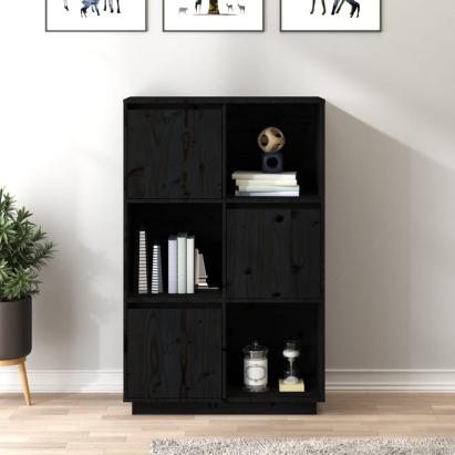 Dulap înalt, negru, 74x35x117 cm, lemn masiv de pin GartenMobel Dekor