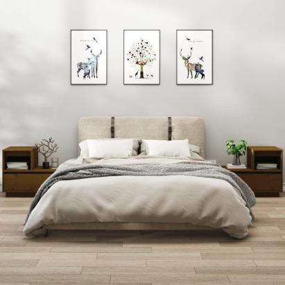 Noptiere, 2 buc, maro miere, 60x34x51 cm, lemn masiv de pin GartenMobel Dekor