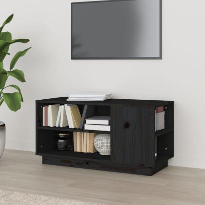 Comodă TV, negru, 80x35x40,5 cm, lemn masiv de pin GartenMobel Dekor