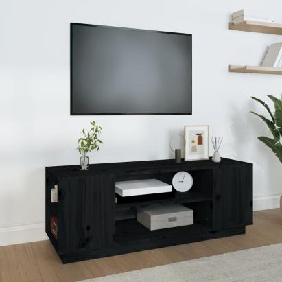 Comodă TV, negru, 110x35x40,5 cm, lemn masiv de pin GartenMobel Dekor
