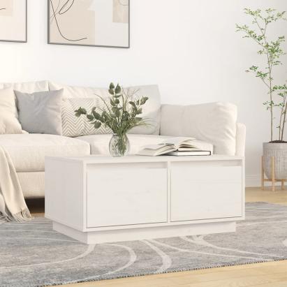 Măsuță de cafea, alb, 80x50x35 cm, lemn masiv de pin GartenMobel Dekor