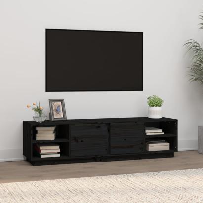 Comodă TV, negru, 156x40x40 cm, lemn masiv de pin GartenMobel Dekor