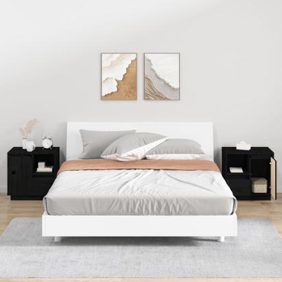 Noptiere, 2 buc., negru, 50x34x50 cm, lemn masiv de pin GartenMobel Dekor
