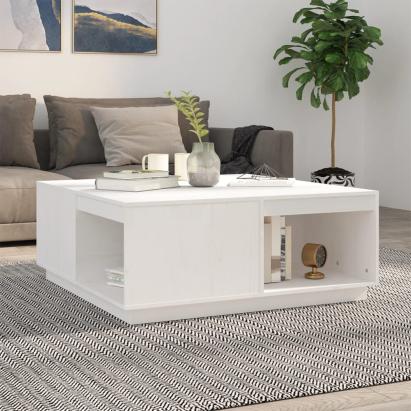 Măsuță de cafea, alb, 100x101x40,5 cm, lemn masiv de pin GartenMobel Dekor