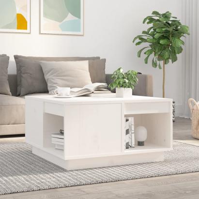 Măsuță de cafea, alb, 60x61x32,5 cm, lemn masiv de pin GartenMobel Dekor