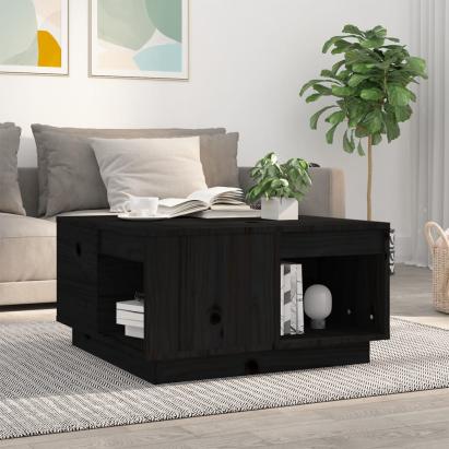 Măsuță de cafea, negru, 60x61x32,5 cm, lemn masiv de pin GartenMobel Dekor