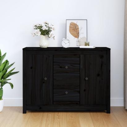 Servantă, negru, 100x35x74 cm, lemn masiv de pin GartenMobel Dekor