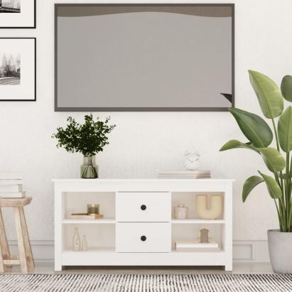 Comodă TV, alb, 103x36,5x52 cm, lemn masiv de pin GartenMobel Dekor