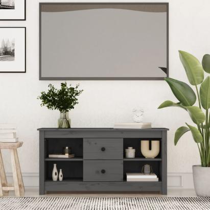 Comodă TV, gri, 103x36,5x52 cm, lemn masiv de pin GartenMobel Dekor