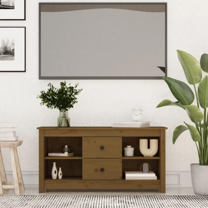 Comodă TV, maro miere, 103x36,5x52 cm, lemn masiv de pin GartenMobel Dekor