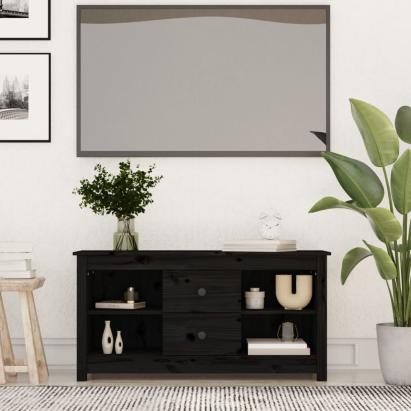 Comodă TV, negru, 103x36,5x52 cm, lemn masiv de pin GartenMobel Dekor