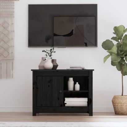 Comodă TV, negru, 70x36,5x52 cm, lemn masiv de pin GartenMobel Dekor