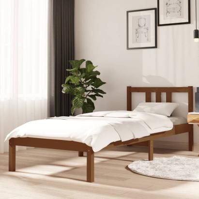 Cadru de pat mic single, maro miere, 75x190 cm, lemn masiv GartenMobel Dekor
