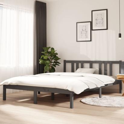 Cadru de pat, gri, 140x200 cm, lemn masiv de pin GartenMobel Dekor
