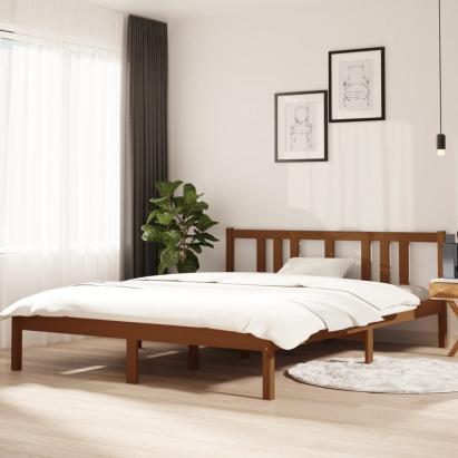 Cadru de pat King Size, maro miere, 150x200 cm, lemn masiv GartenMobel Dekor