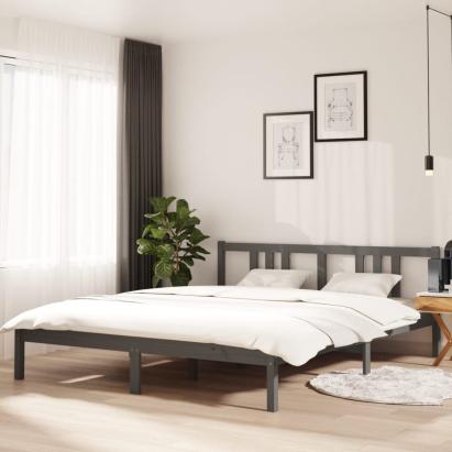 Cadru de pat, gri, 160x200 cm, lemn masiv de pin GartenMobel Dekor