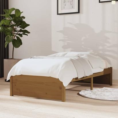 Cadru de pat mic single, maro miere, 75x190 cm, lemn masiv GartenMobel Dekor