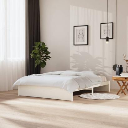 Cadru de pat King Size, alb, 150x200 cm, lemn masiv GartenMobel Dekor