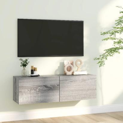 Comodă TV de perete, gri sonoma, 100x30x30 cm, lemn prelucrat GartenMobel Dekor