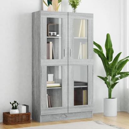 Dulap vitrină, gri sonoma, 82,5x30,5x150 cm, lemn prelucrat GartenMobel Dekor