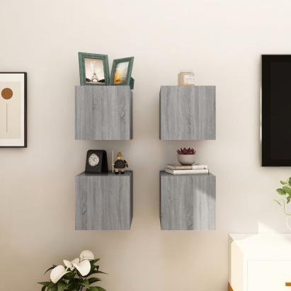 Dulap TV montaj pe perete, 4 buc., sonoma gri, 30,5x30x30 cm GartenMobel Dekor