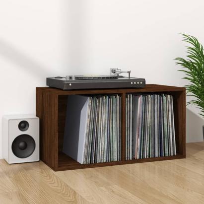 Cutie de depozitare viniluri, stejar maro, 71x34x36 cm, lemn GartenMobel Dekor