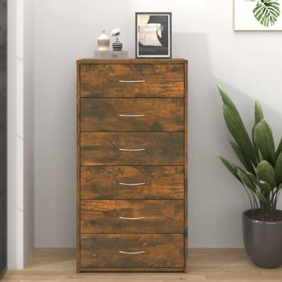 Servantă cu 6 sertare, stejar fumuriu, 50x34x96 cm, lemn GartenMobel Dekor
